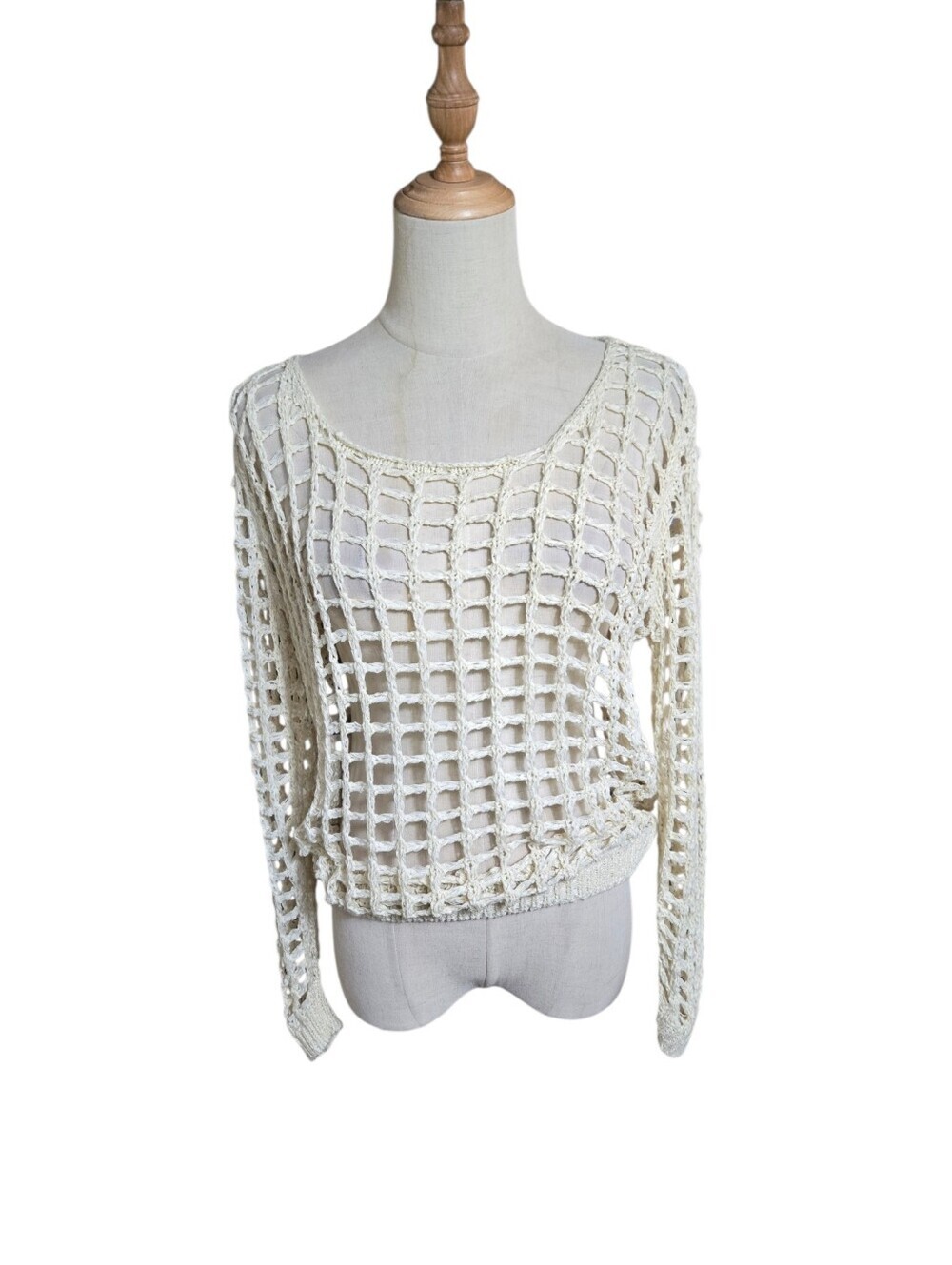 Miracle Open Knit Crochet Sweater in Cream